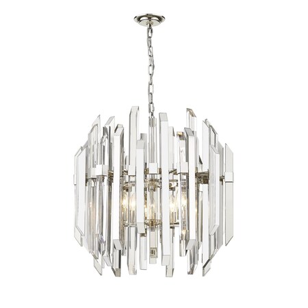 Z-Lite Bova 6 Light Pendant, Polished Nickel & Clear 4006-9PN